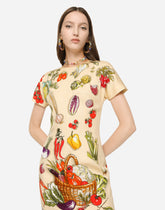 Vegetable-print charmeuse midi dress - | Dolce & Gabbana