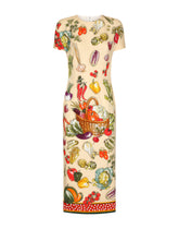 Vegetable-print charmeuse midi dress - | Dolce & Gabbana