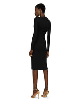 Jersey calf-length dress with sweetheart neckline - | Dolce & Gabbana