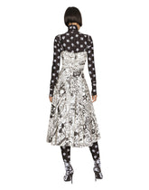 Charmeuse calf-length dress with graffiti logo print - | Dolce & Gabbana