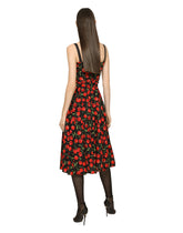 Cherry-print charmeuse calf-length dress - | Dolce & Gabbana