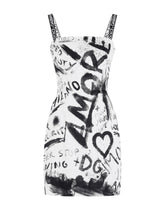 Short charmeuse dress with DG graffiti print - | Dolce & Gabbana
