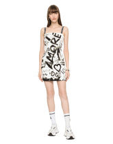 Short charmeuse dress with DG graffiti print - | Dolce & Gabbana