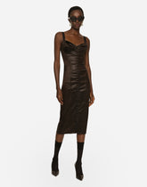 Glossy satin calf-length corset dress - | Dolce & Gabbana
