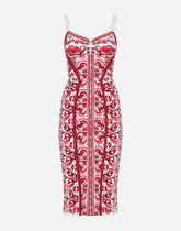 Majolica-print charmeuse corset dress - | Dolce & Gabbana