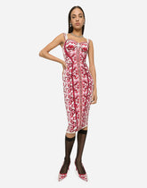 Majolica-print charmeuse corset dress - | Dolce & Gabbana