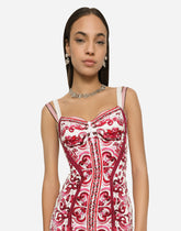 Majolica-print charmeuse corset dress - | Dolce & Gabbana