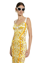 Majolica-print charmeuse corset dress - | Dolce & Gabbana
