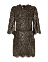 Short laminated lace dress - | Dolce & Gabbana