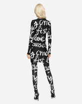 Short power jersey dress with graffiti logo print - | Dolce & Gabbana