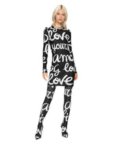 Short power jersey dress with graffiti logo print - | Dolce & Gabbana