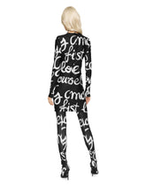 Short power jersey dress with graffiti logo print - | Dolce & Gabbana