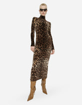 Long chenille dress with jacquard leopard design - | Dolce & Gabbana
