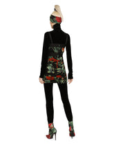 Short charmeuse dress with red rose print - | Dolce & Gabbana