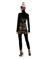 Short charmeuse dress with red rose print - | Dolce & Gabbana
