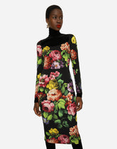 Charmeuse midi dress with cretonne floral print - | Dolce & Gabbana