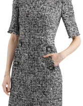 Raschel tweed midi dress with short sleeves - | Dolce & Gabbana