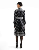 Twill calf-length shirt dress with all-over DG logo scarf print - | Dolce & Gabbana
