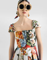 Flower bouquet-print poplin dress - | Dolce & Gabbana