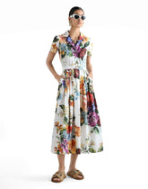 Flower bouquet-print poplin dress - | Dolce & Gabbana