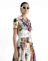 Flower bouquet-print poplin dress - | Dolce & Gabbana