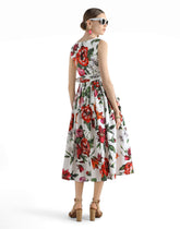 Flower-print sleeveless poplin dress - | Dolce & Gabbana