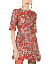 Short floral jacquard dress - | Dolce & Gabbana