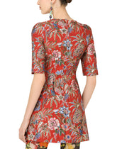 Short floral jacquard dress - | Dolce & Gabbana