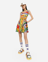 Short Carretto-print charmeuse bustier dress - | Dolce & Gabbana