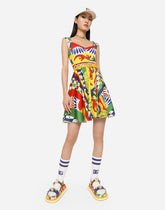 Short Carretto-print charmeuse bustier dress - | Dolce & Gabbana