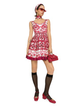 Short Majolica-print charmeuse bustier dress - | Dolce & Gabbana