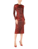 Calf-length bustier dress with leopard print - | Dolce & Gabbana