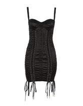Satin minidress with laces and eyelets - | Dolce & Gabbana