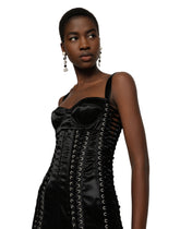Satin minidress with laces and eyelets - | Dolce & Gabbana