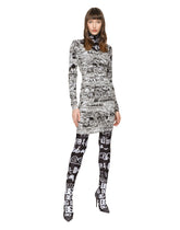 Short tulle dress with graffiti logo print - | Dolce & Gabbana