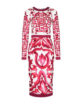 Majolica-print charmeuse midi dress - | Dolce & Gabbana