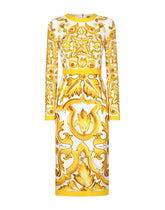 Majolica-print charmeuse midi dress - | Dolce & Gabbana