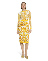 Majolica-print charmeuse midi dress - | Dolce & Gabbana