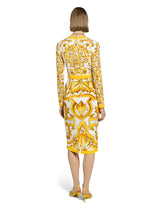 Majolica-print charmeuse midi dress - | Dolce & Gabbana