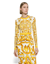 Majolica-print charmeuse midi dress - | Dolce & Gabbana