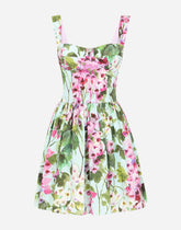 Bluebell-print poplin corset dress - | Dolce & Gabbana