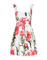 Short carnation-print poplin dress - | Dolce & Gabbana