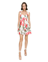 Short carnation-print poplin dress - | Dolce & Gabbana