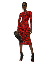 Leopard-print jersey calf-length dress - | Dolce & Gabbana