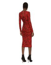 Leopard-print jersey calf-length dress - | Dolce & Gabbana