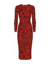 Leopard-print jersey calf-length dress - | Dolce & Gabbana