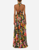 Long bouquet-print chiffon dress - | Dolce & Gabbana