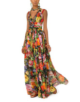 Long bouquet-print chiffon dress - | Dolce & Gabbana