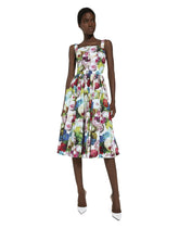 Cotton sun dress with nocturnal flower print - | Dolce & Gabbana