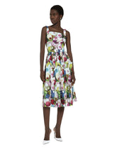 Cotton sun dress with nocturnal flower print - | Dolce & Gabbana